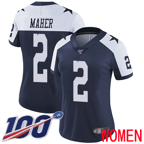 Women Dallas Cowboys Limited Navy Blue Brett Maher Alternate #2 100th Season Vapor Untouchable Throwback NFL Jersey->women nfl jersey->Women Jersey